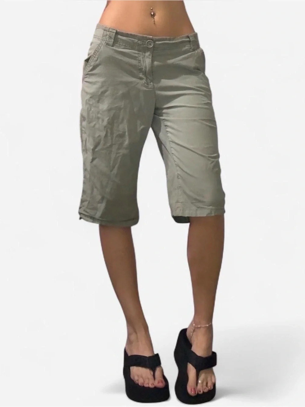 Y2K DKNY Cargo Jorts - Olive